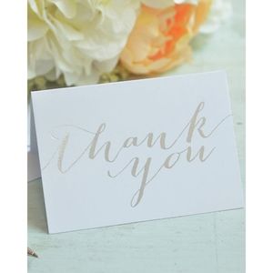 Silver Foil Thank You Card,  5 × 3.5 inches, Includes Envelopes 50 Cards